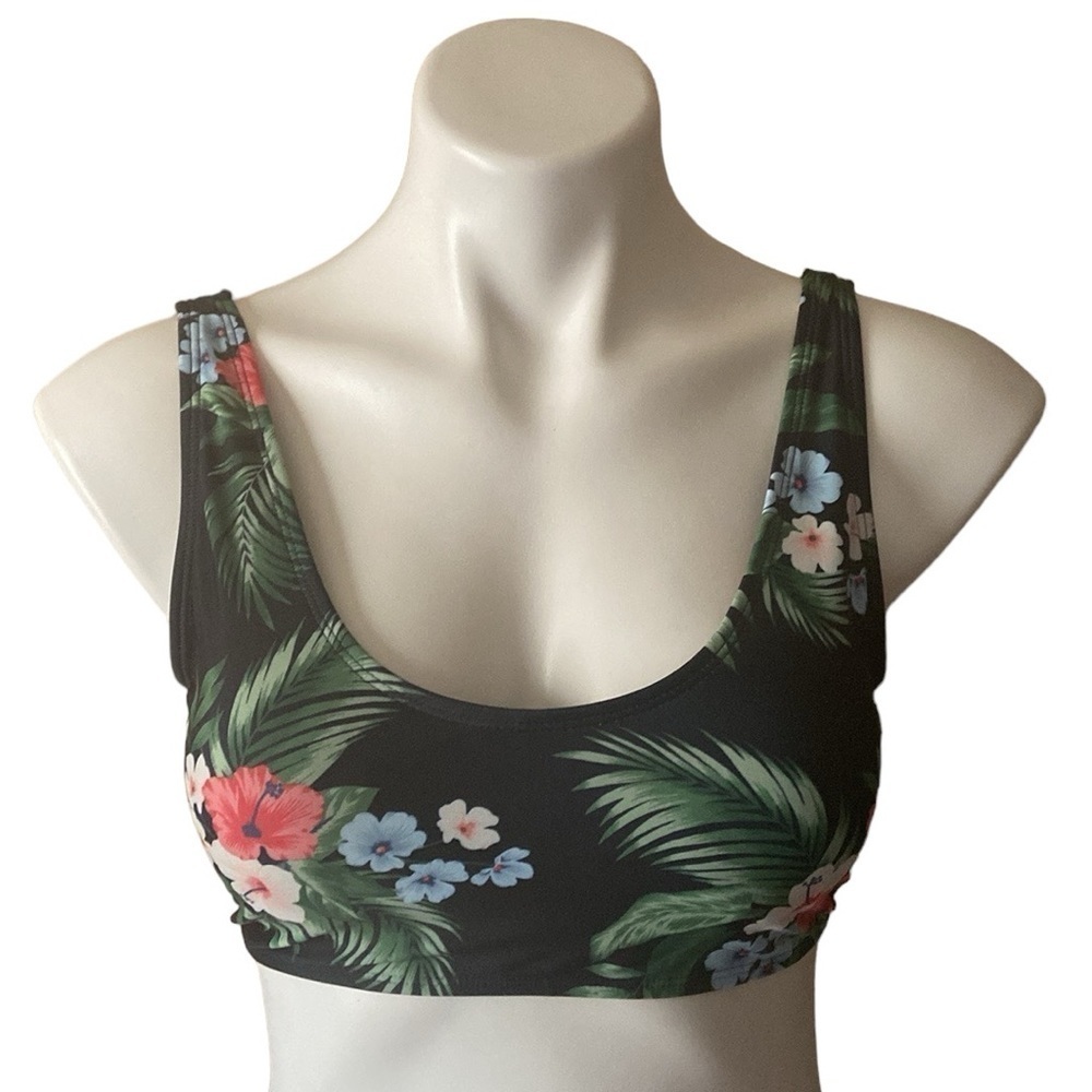 Old Navy Women’s Navy Blue Hawaiian Tropical Bathing Suit Top Size Medium